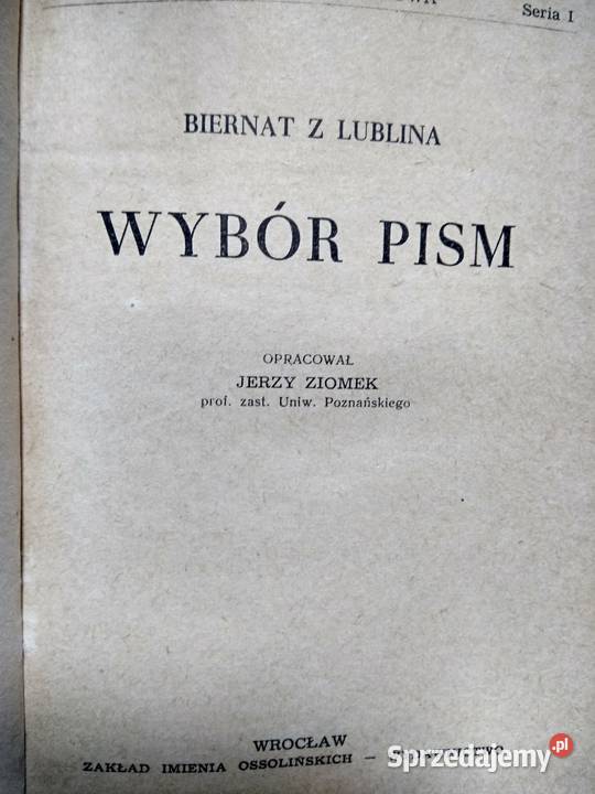 Biernat z Lublina Wybór pism Ossolineum Antykwariat Antykwariat Warszawa