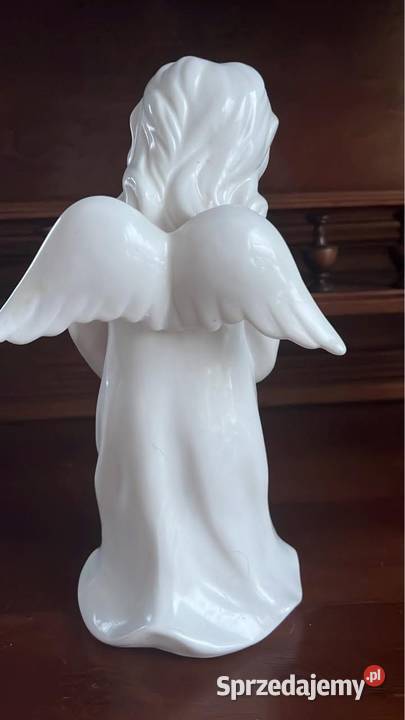 Aniołek biała porcelana Z książką