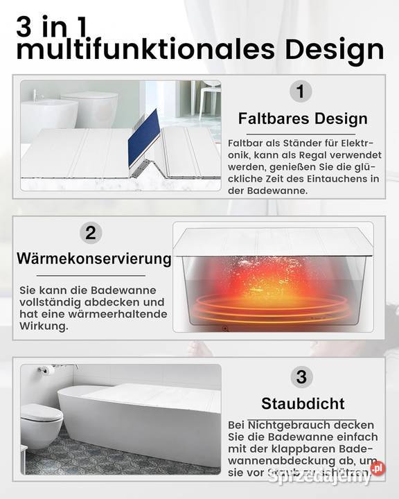 Ezcasch składana półka na wannę 80 x 170 do 10 mazowieckie Myszyniec