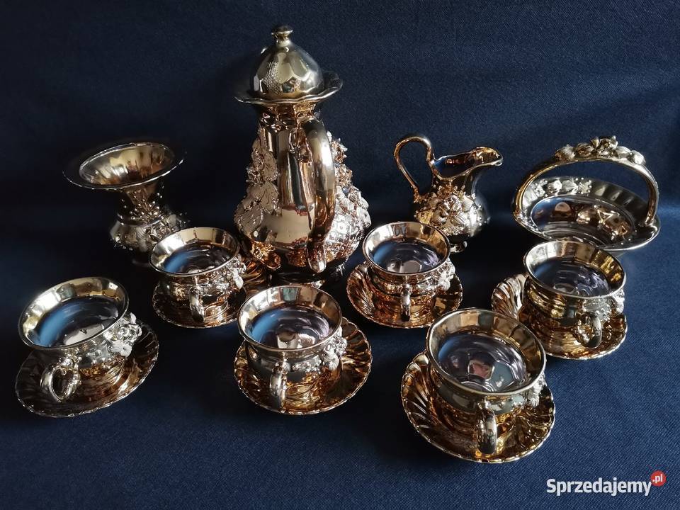 Stary złocony serwis kawowy porcelana Sumy Katowice