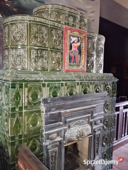 efektowny zabytkowy kominek kaflowy Pozostałe Racibórz sprzedam