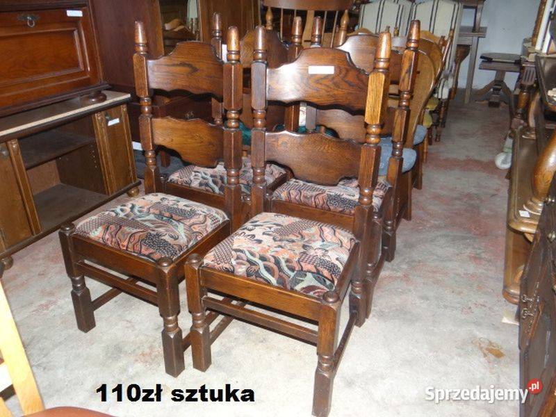 Masywne dębowe krzesła holenderskie siedliska z materiału