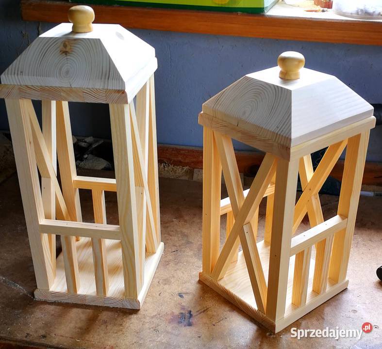 Latarenka drewniana lampion drewniany świecznik sprzedam