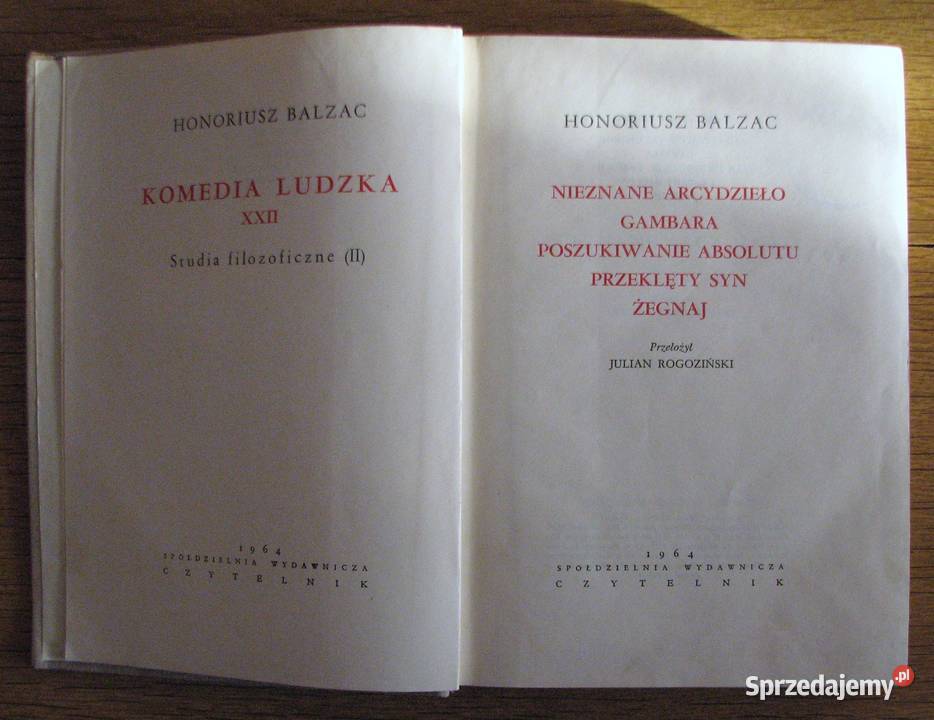 Honoriusz Balzac Komedia ludzka t XXII 1964 Parczew