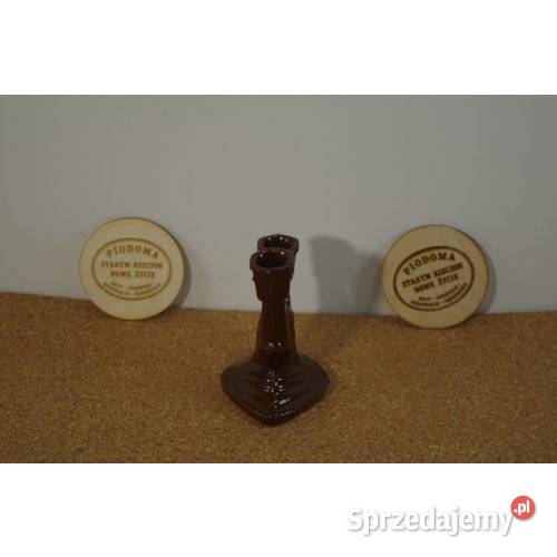 Ceramiczny świecznik dwuramienny vintage Brązowe śląskie
