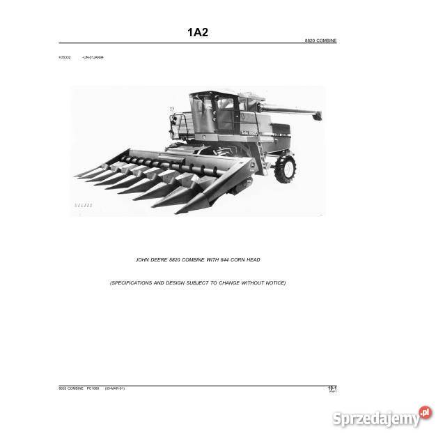 John Deere 8820 kombajn katalog części Kielce