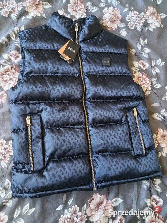 Kamizelka pikowana Hugo Boss granatowa monogram Odzież codzienna Białystok sprzedam