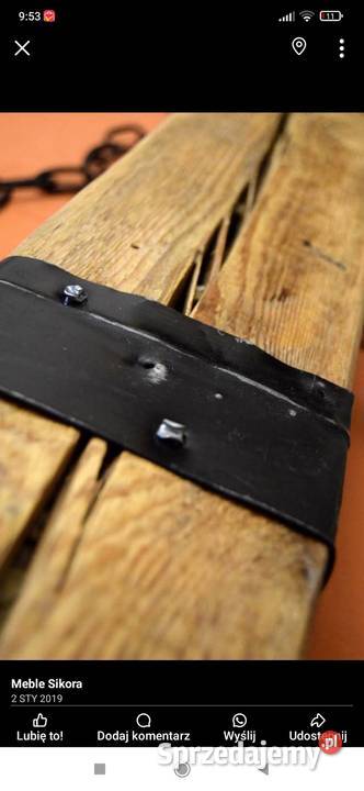 Lampa ze starej belki Woźniki sprzedam