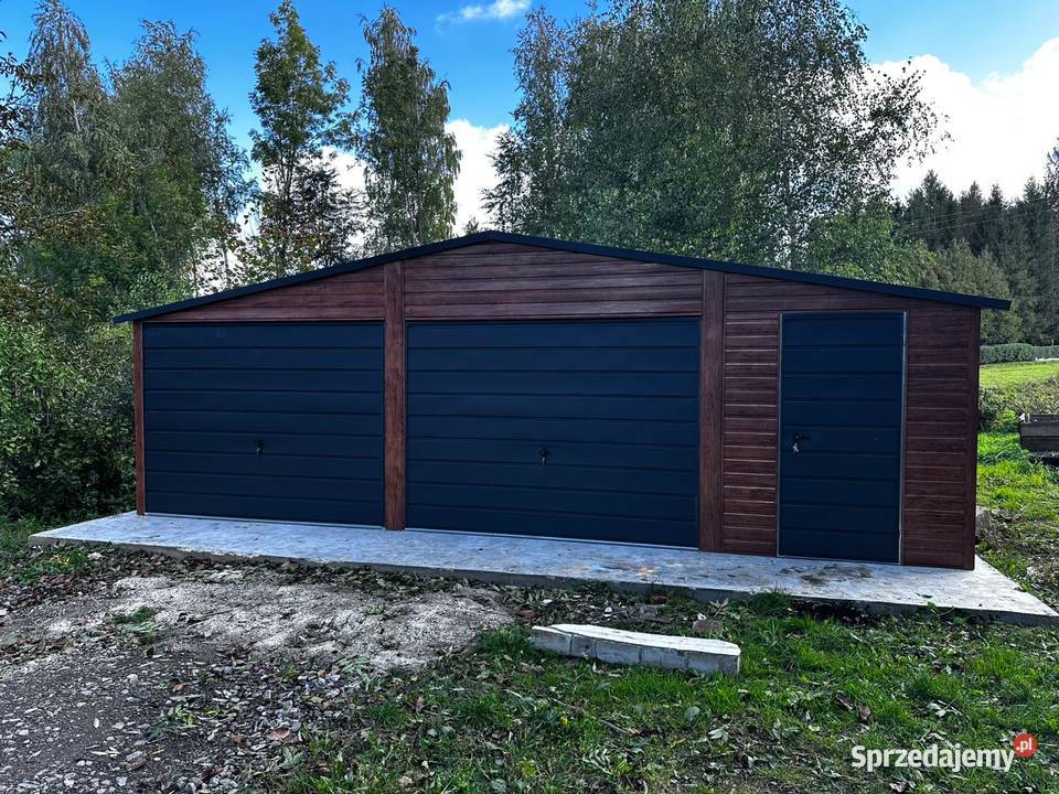 Garaż blaszany 85 m drewnopodobny dach łódzkie Piotrków Trybunalski