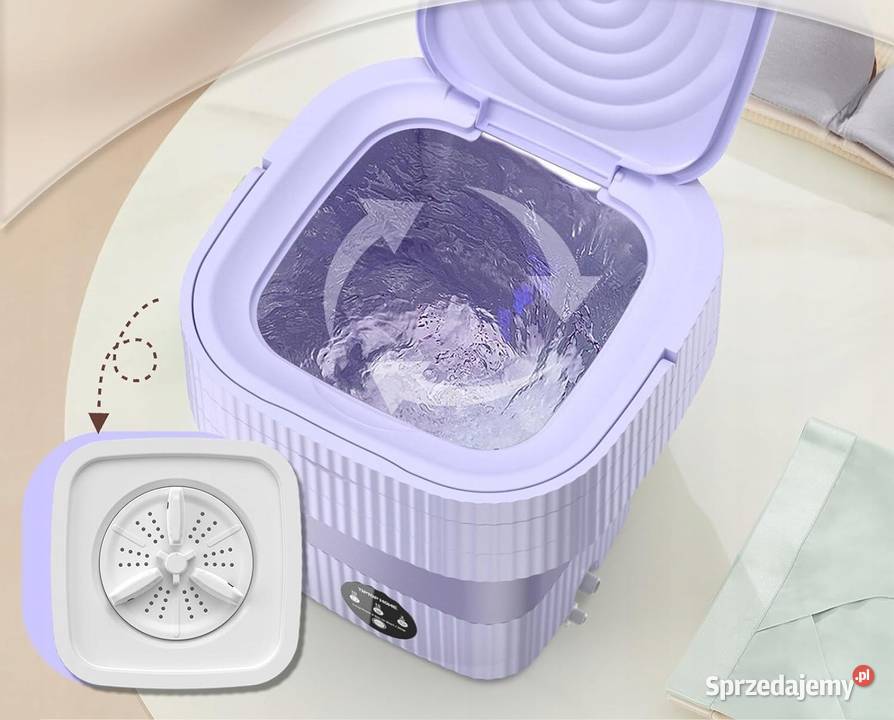 Przenośna mini pralka 10 L składana purpurowa Myszyniec sprzedam
