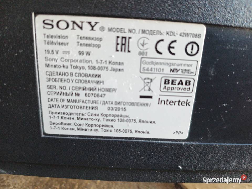 TV Sony 42 całe KDLW706B Legnica