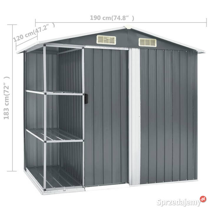 Szopa ogrodowa z regałem szara 205x130x183 mazowieckie Warszawa