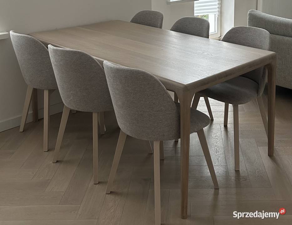 Zestaw 6 krzeseł tapicerowanych dębowych 84cm