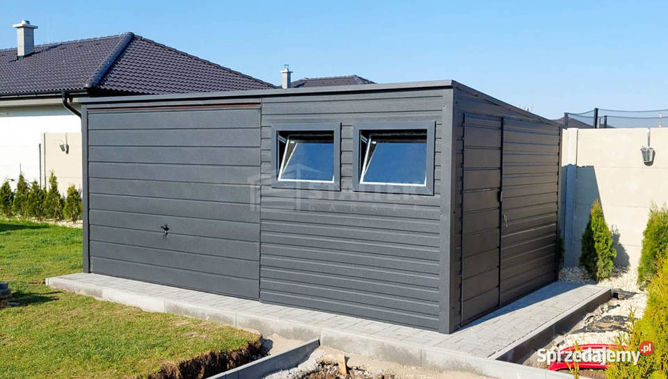 Garaz Blaszany 52X3 Brama Uchylna Drzwi 2x okno małopolskie Kalwaria Zebrzydowska