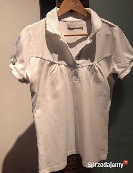 Białe polo Cottonfield z okrągłym kołnierzykiem Warszawa