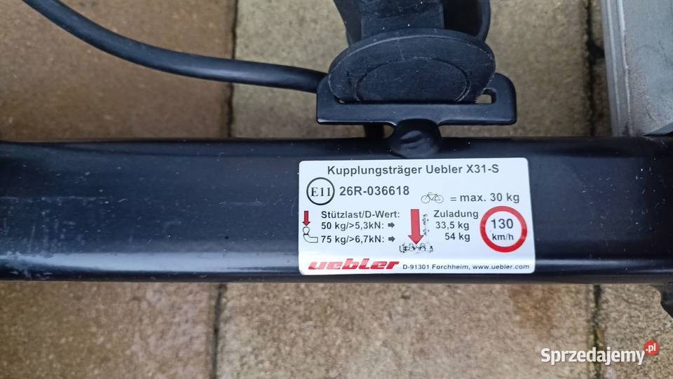 Bagażnik hak 3 rowery Uebler X31 składany 13pin Akcesoria samochodowe śląskie Łodygowice