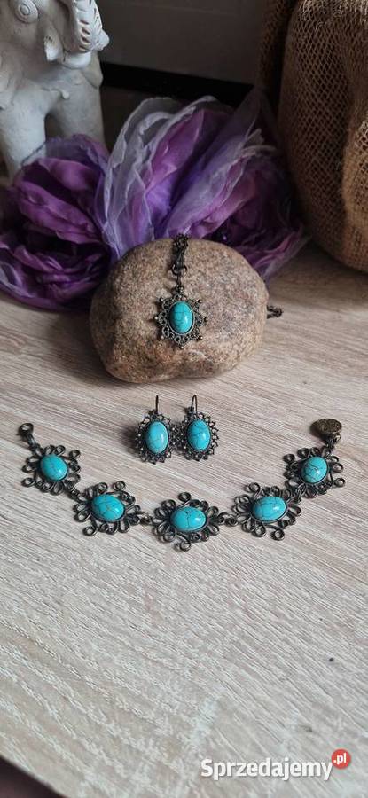 Turkus naturalny Komplet biżuterii vintage Bydgoszcz sprzedam