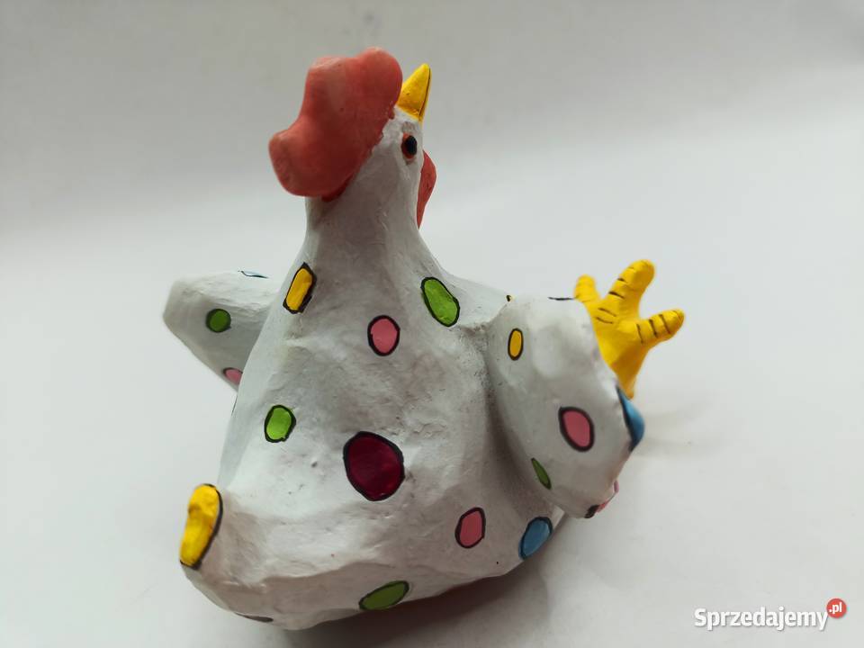 Figurka ptak kurczak gruby w kolorowe kropki Zamość