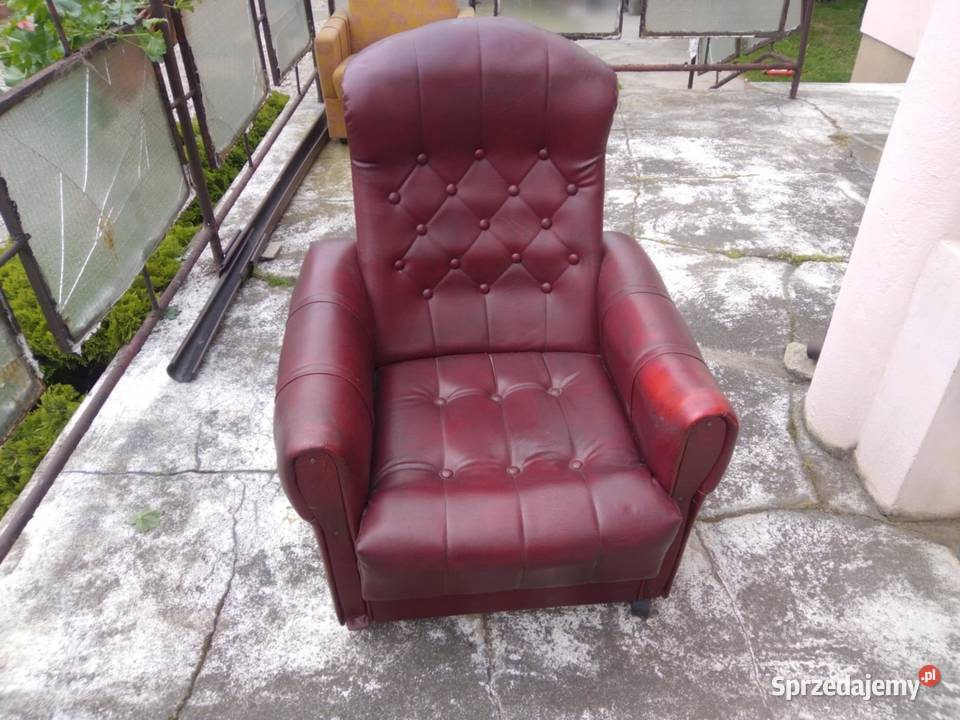 Fotel na kółkach fotele PRL imitacja skórzana 94cm Łódź