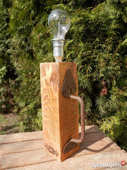 Lampa ręcznie wykonana ze starej belki sosny zachodniopomorskie Szczecinek