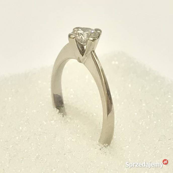 Złoty PIERŚCIONEK zaręczynowy 14K DIAMENT 033ct Pierścionki Warszawa