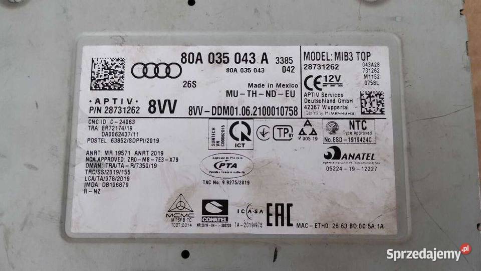 Radio Czytnik Nawigacji Multimedia Mib Audi Q5 osobowe