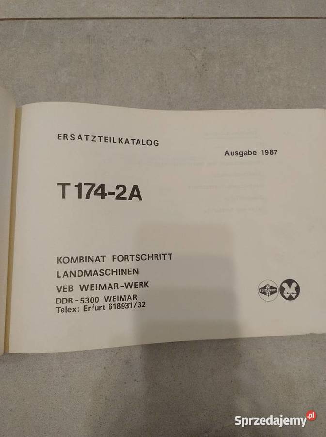 Książka katalog części Fortschritt T174 Pozostałe Strzelce Krajeńskie