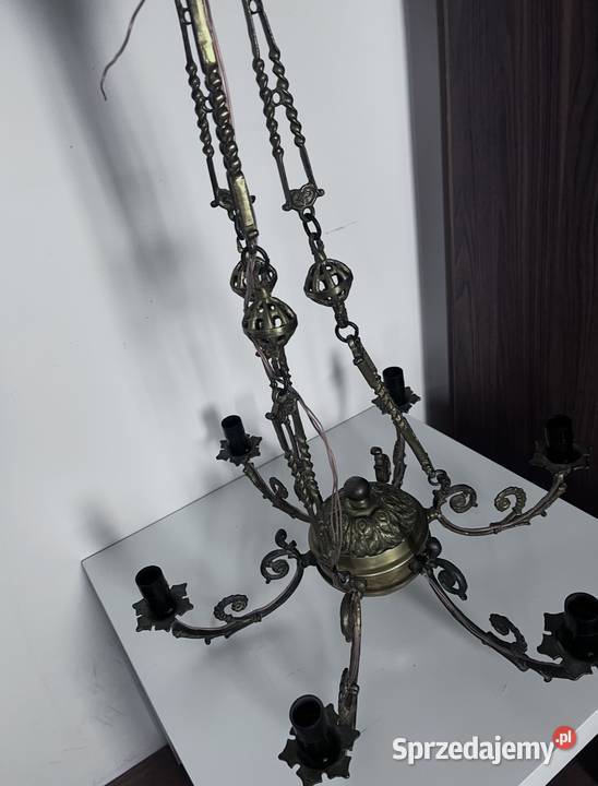 Żyrandol mosiężny 6 ramienny Vintage