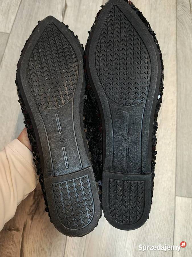 4243 Czarne cekinowe baleriny wieczorowe NOWE Kraków