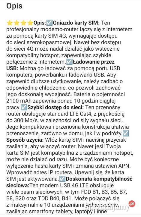 Ruter wifi 4g Warszawa