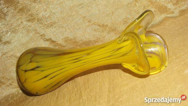 Piękny żółty wazon ze szkła artystycznego PRL Dekoracje i ozdoby kujawsko-pomorskie Inowrocław