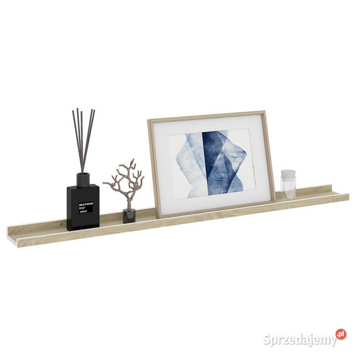 Półki ścienne 4 biel i dąb sonoma 100x9x3 mazowieckie Warszawa