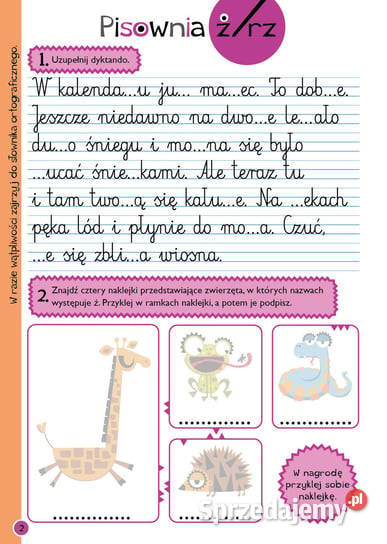 Dyktanda z zabawami ortograficznymi Klasa 1 Białystok