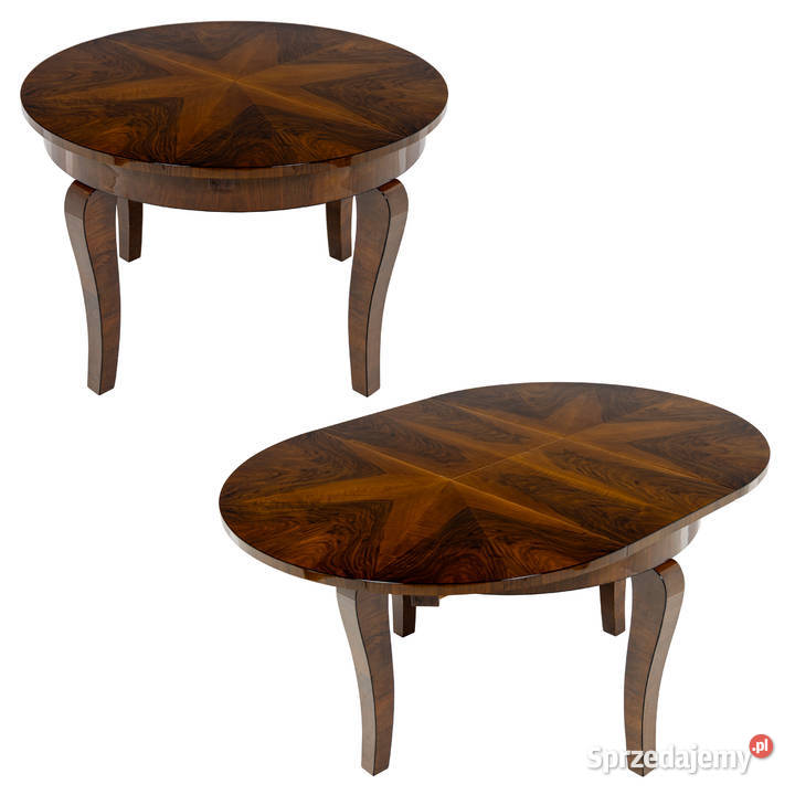 Okrągły Stół Art Deco Rozkładany Polska 19451960 Swarzędz