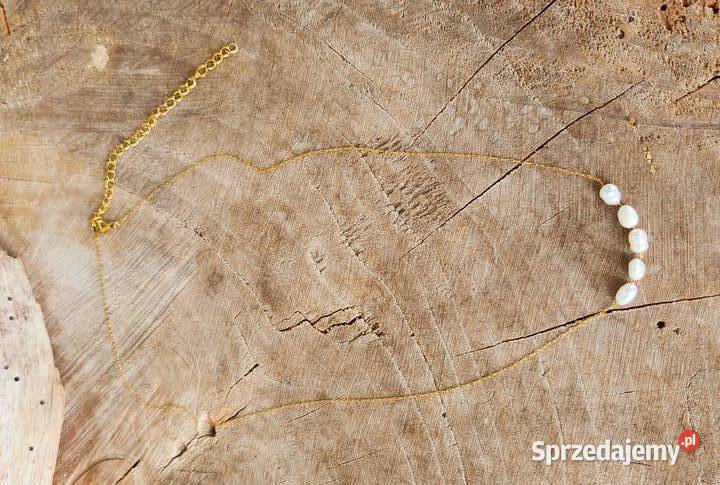 Nowy łańcuszek naszyjnik stal chirurgiczna perły Gdańsk