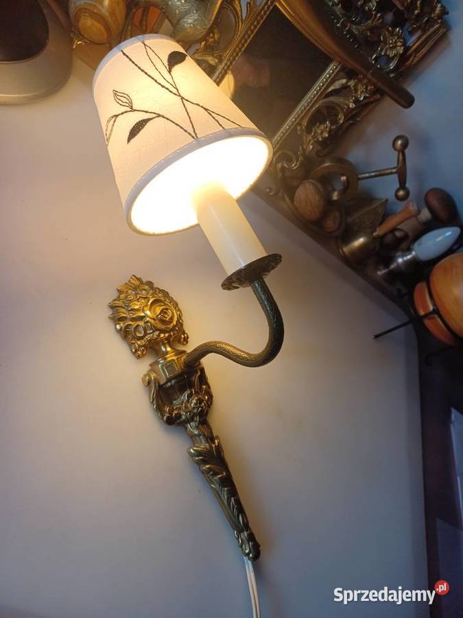 Piękny kinkiet mosiężny z abażurem Poznań