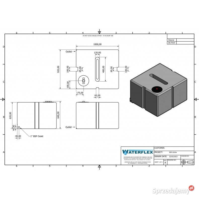 zbiornik 500 litrów płaski woda sad ogród olej Wałbrzych