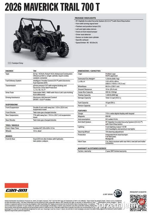 CanAm Maverick Trail Base T 700 Catalyst Gray nieuszkodzony Nowy Sącz
