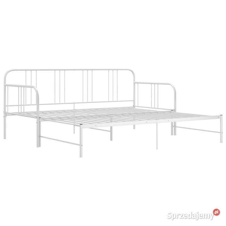 Sofa z wysuwaną ramą łóżka biała metalowa 90x200 206cm mazowieckie Warszawa