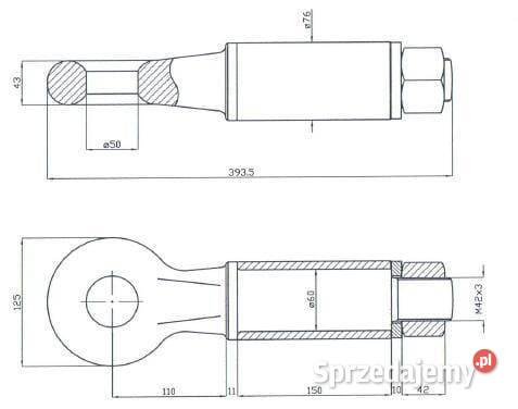 Ucho zaczepu obrotowe 50 mm 30 t OTO18974S Kamionna