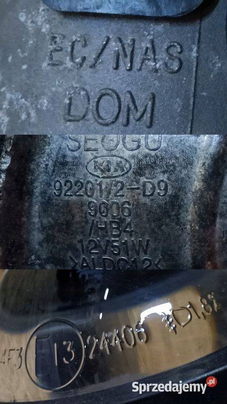 KIA NIRO ENIRO HALOGEN LEWY PRZÓD 922012D9 osobowe