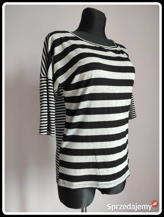 Reserved czarnoszara bluzka w paski oversize 38 Płock