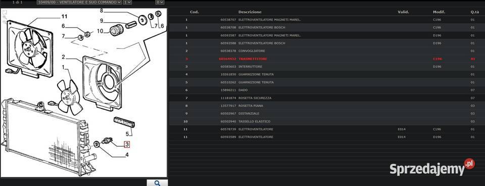 Alfa Romeo 33 Czujnik temperatury 2 pin 60564432 Brzeszcze