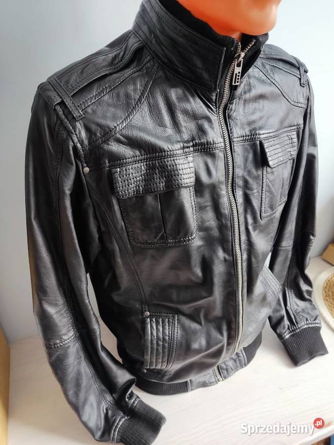 Kurtka skórzana męska Bershka czarna opolskie Głuchołazy