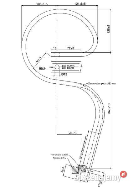 Ząb sprężynowy 45x12x478 mm bez redliczki CP45 Kamionna