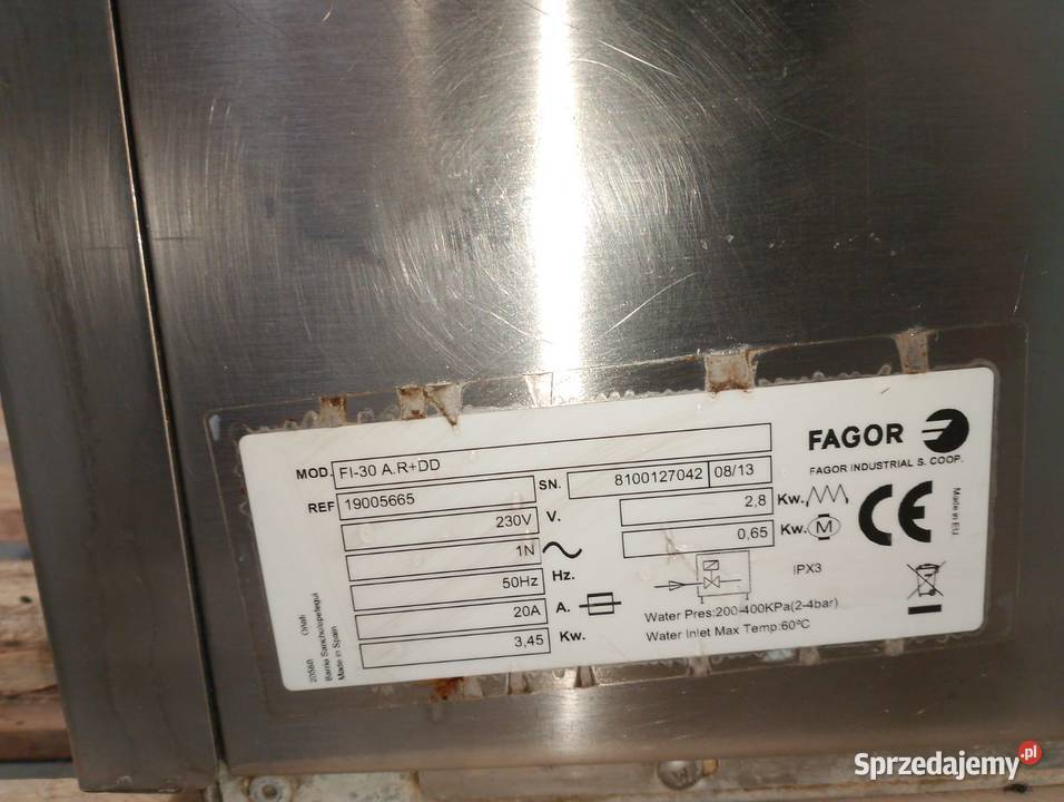Zmywarka uniwersalna Fagor FI30ARDD 230V Wrocław sprzedam