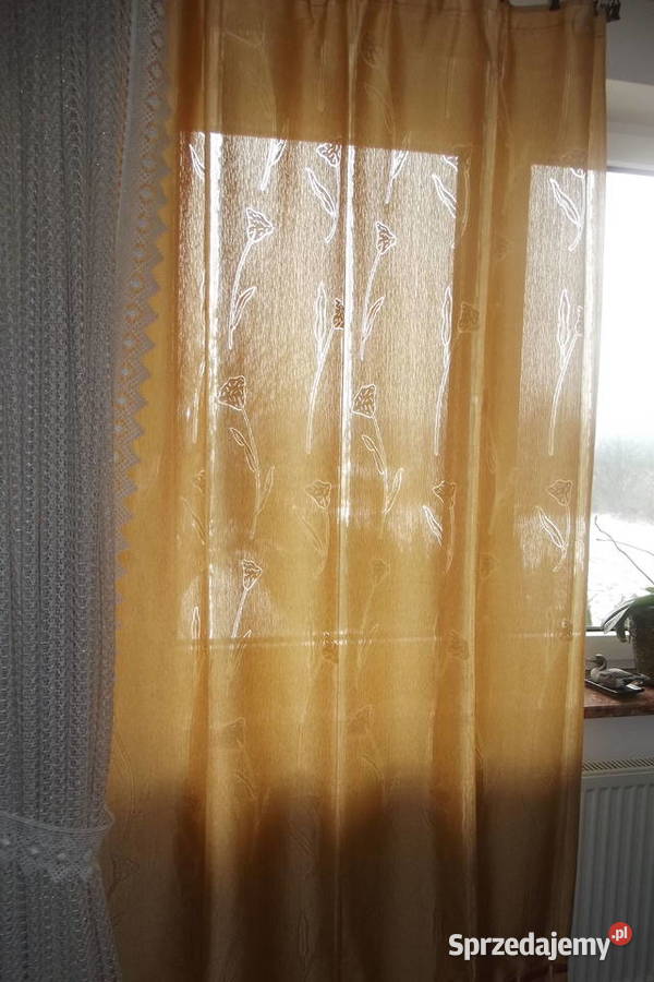 Pojedyncza zasłona kolor miodowy kwiaty 140235 Piekary Śląskie