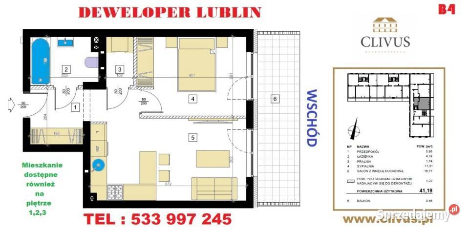 sprzedaży mieszkania 4119m2 2 pokojowe Lublin