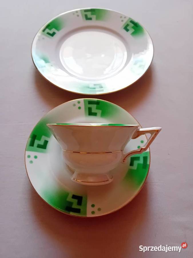 Trio śniadaniowe art deco Spritzdekor Bavaria