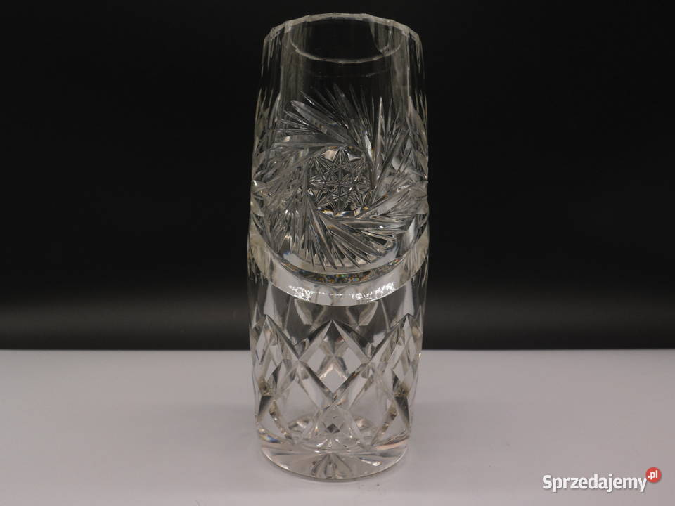 Stary Kryształowy Wazon MŁYNEK Ciężki Grube Porcelana i szkło Raszków